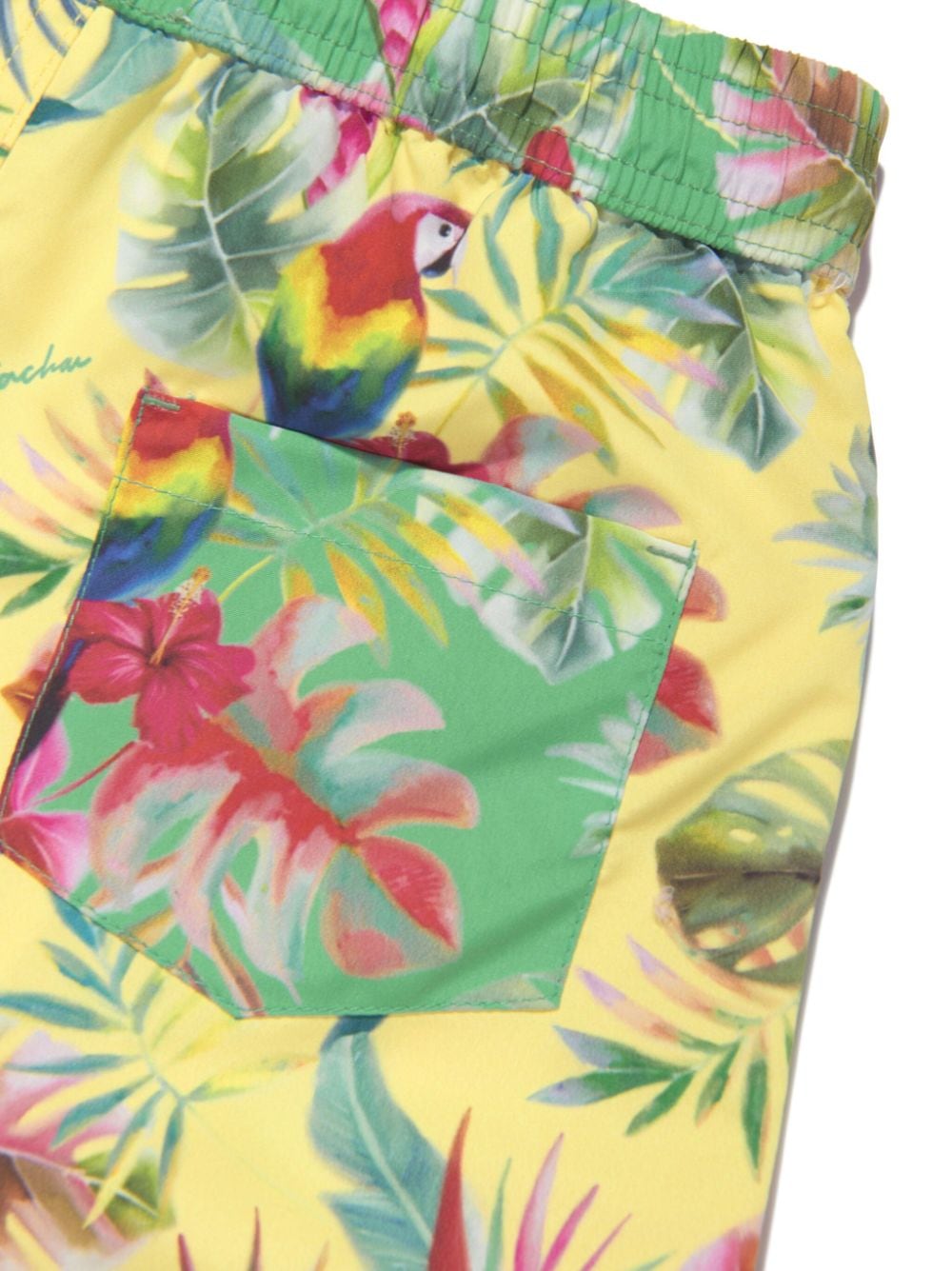 Shop Patachou Tropical-print Swim Shorts In Yellow