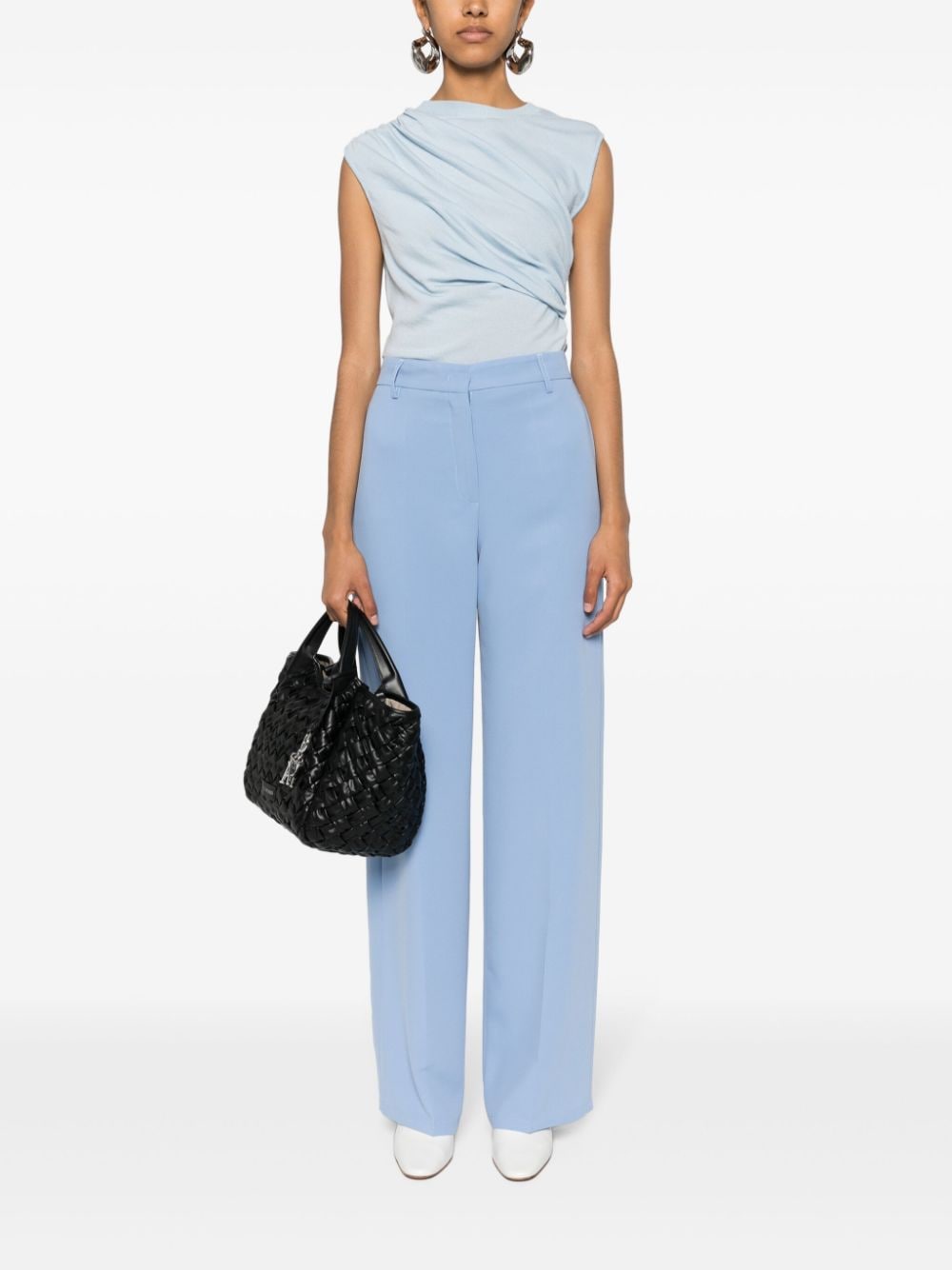 Shop Blanca Vita Plectra Straight Trousers In Blue