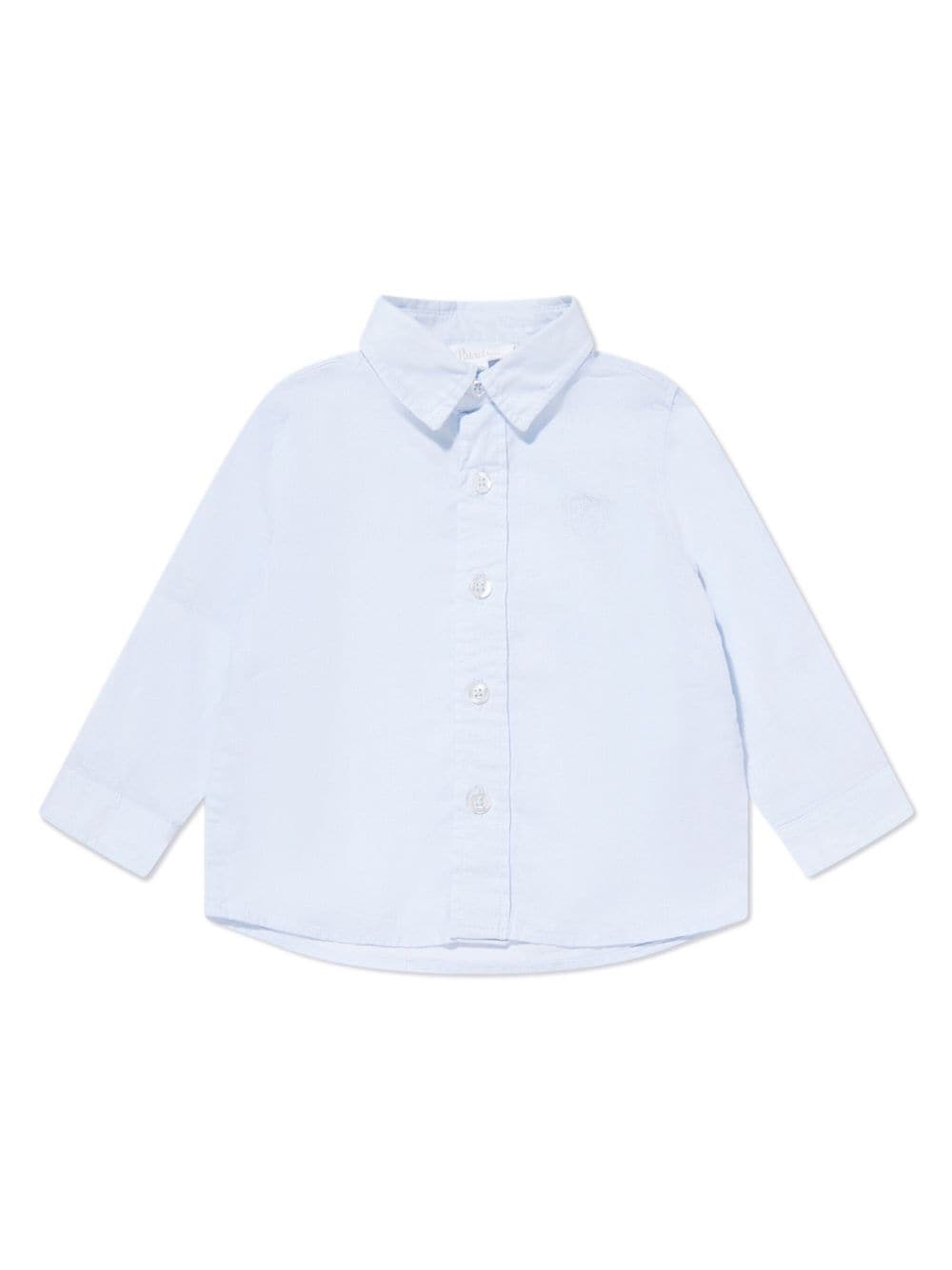 Shop Patachou Logo-embroidered Cotton Shirt In Blue