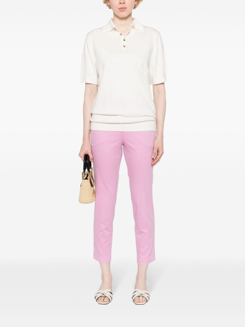 Shop Peserico Slim-cut Cropped Trousers In Pink