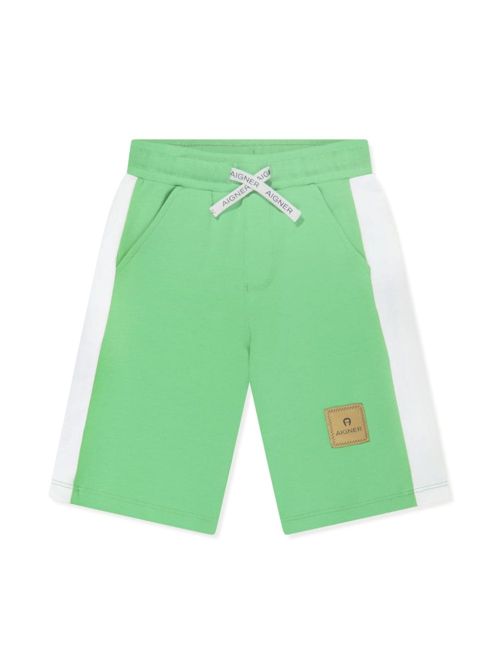 Aigner Kids' Logo-appliqué Cotton Track Shorts In Green