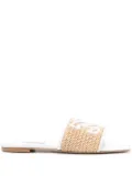 Casadei Portofino woven-raffia slides - White