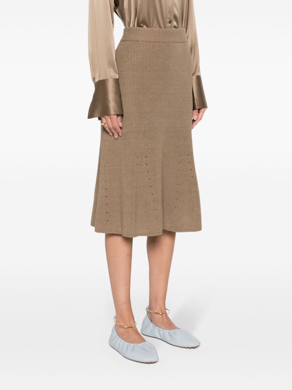 Shop Joseph Perforated-detailing Ribbed-knit Skirt In Neutrals