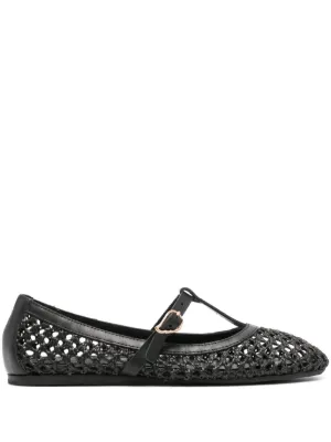 Repetto Joana Mary Leather Ballerina Shoes | Black | FARFETCH