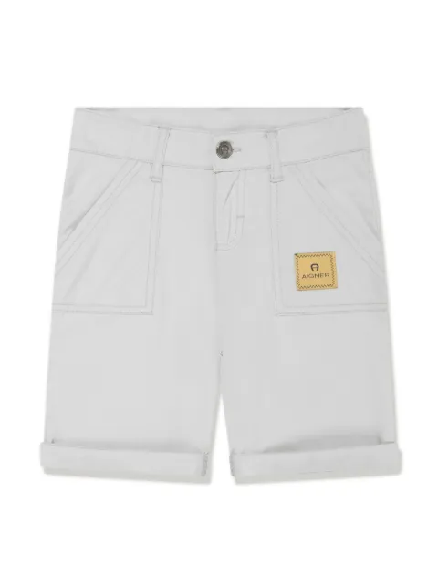 Aigner Kids logo-appliqué cotton shorts