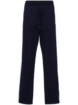 Palm Angels logo-print Linen Track Pants | Blue | FARFETCH JO