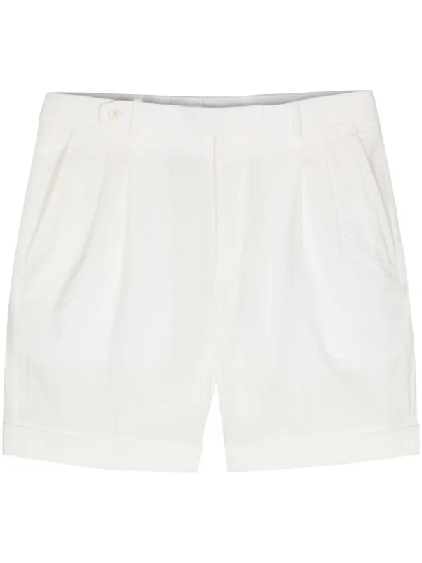 Brioni Seersucker Chino Shorts in White