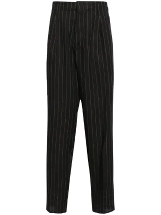 パンツ Brunello Cucinelli Striped Linen And Cotton Trousers BRUNELLO CUCINELLI Cropped striped linen and cotton-blend