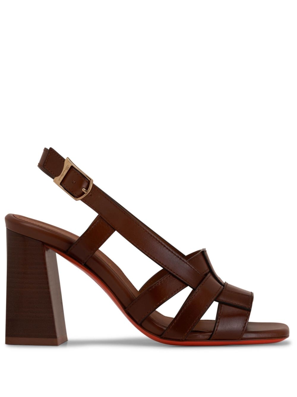 Shop Santoni Venere 85mm Leather Sandals In Brown