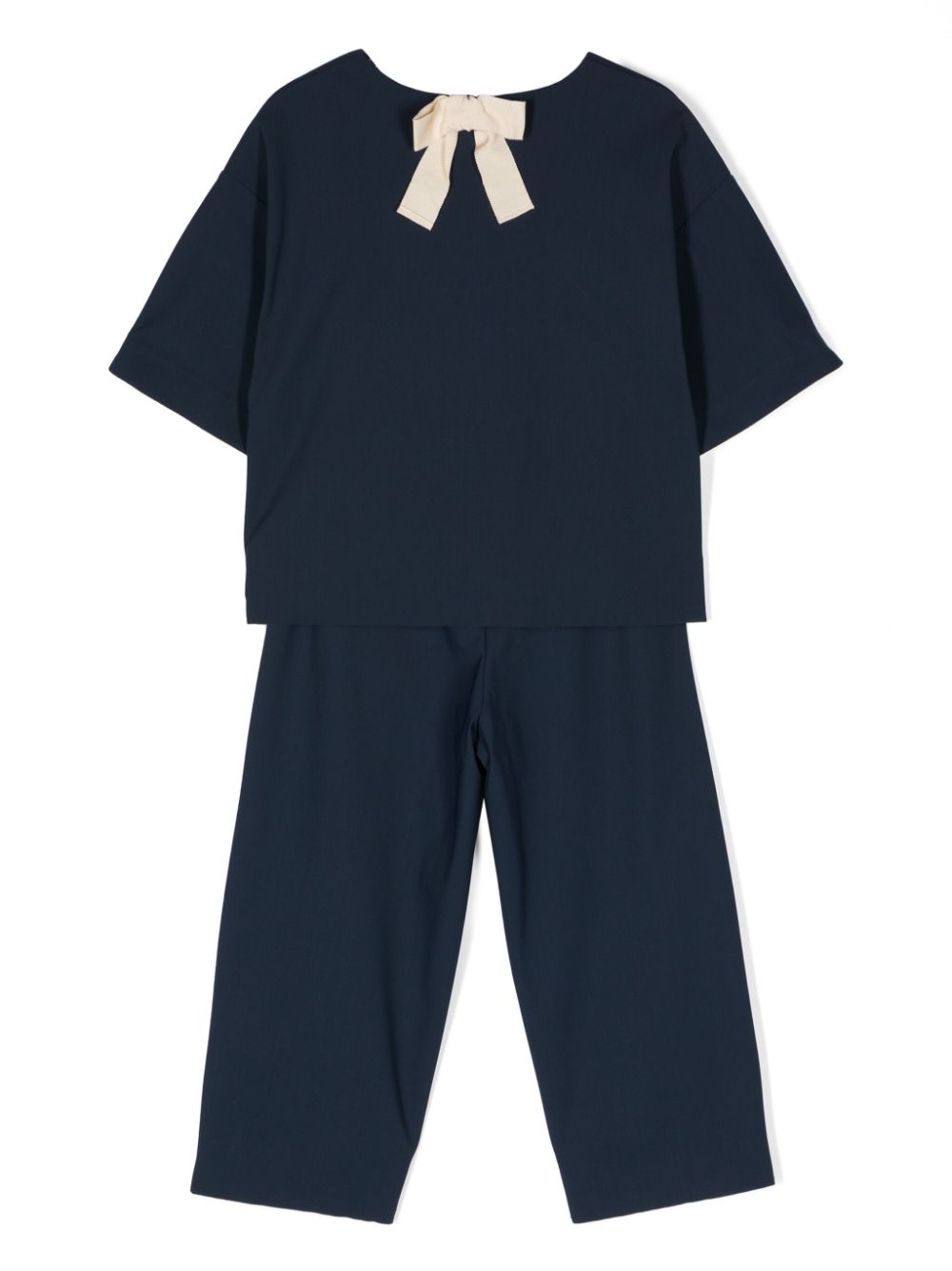 Shop Il Gufo Peplum-waist Trousers Set In Blue