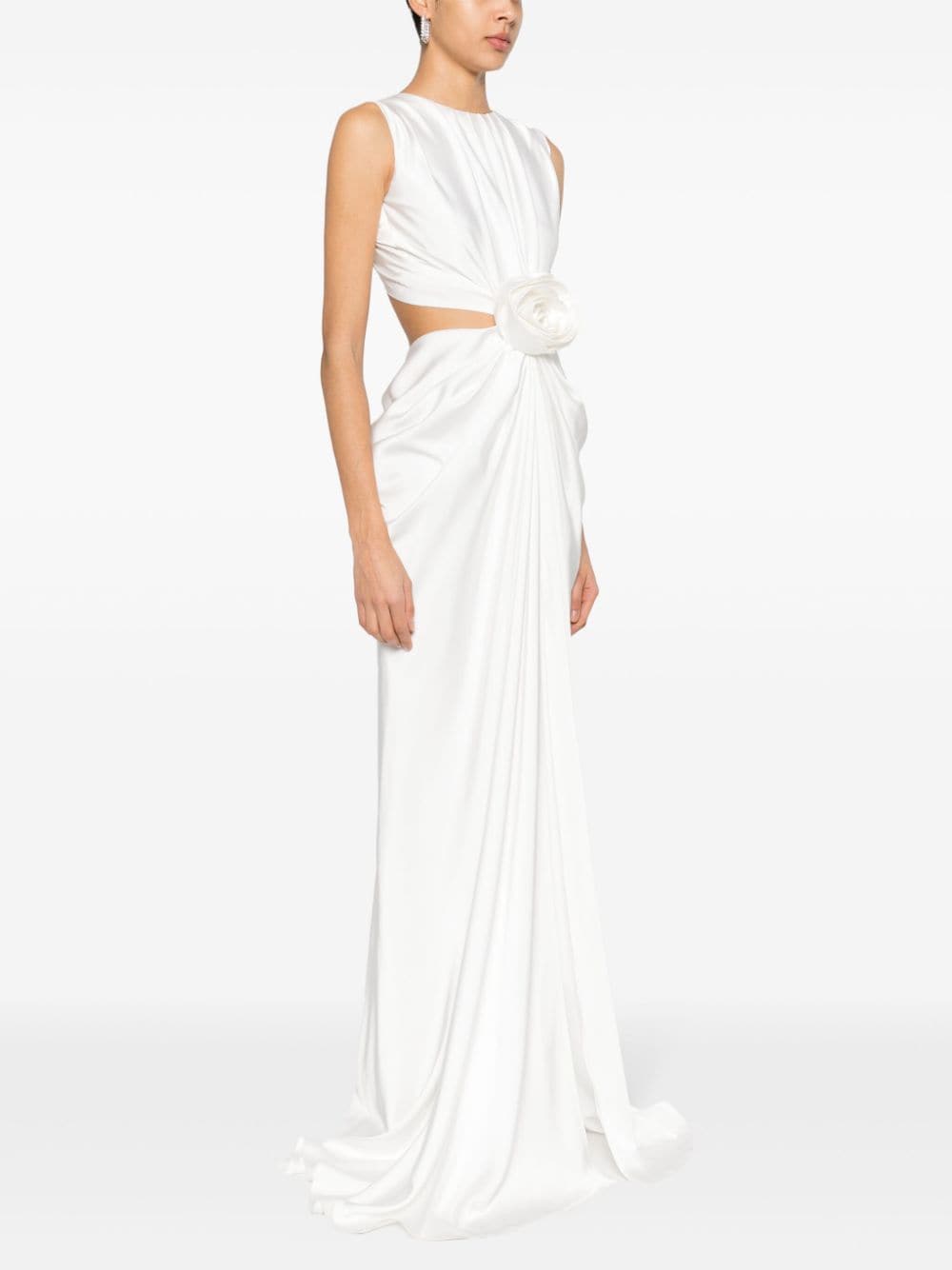 Shop Ana Radu Floral-appliqué Maxi Dress In White
