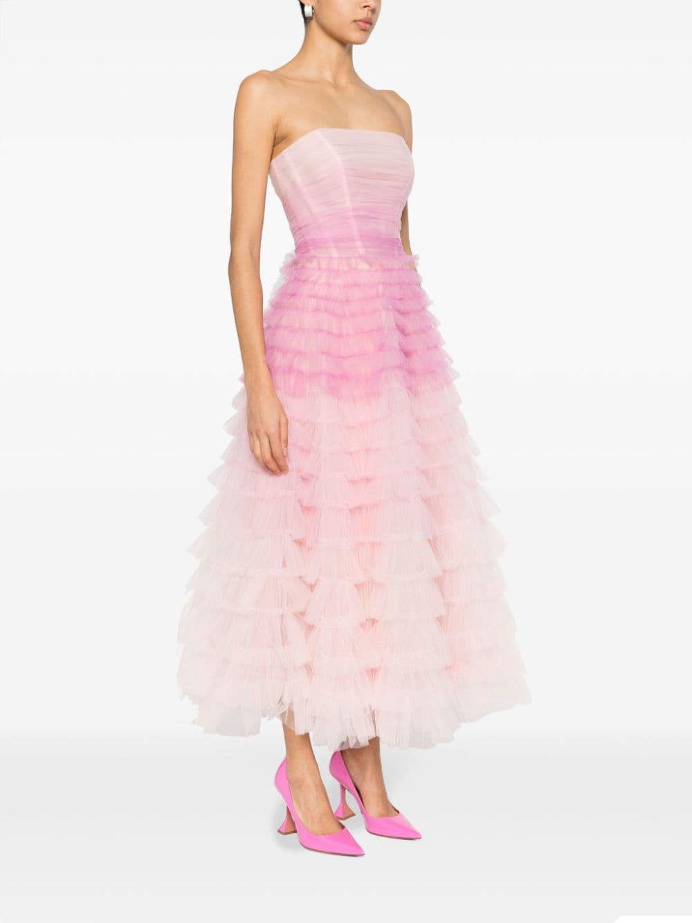 Shop Ana Radu Gradient-effect Tulle Dress In Pink