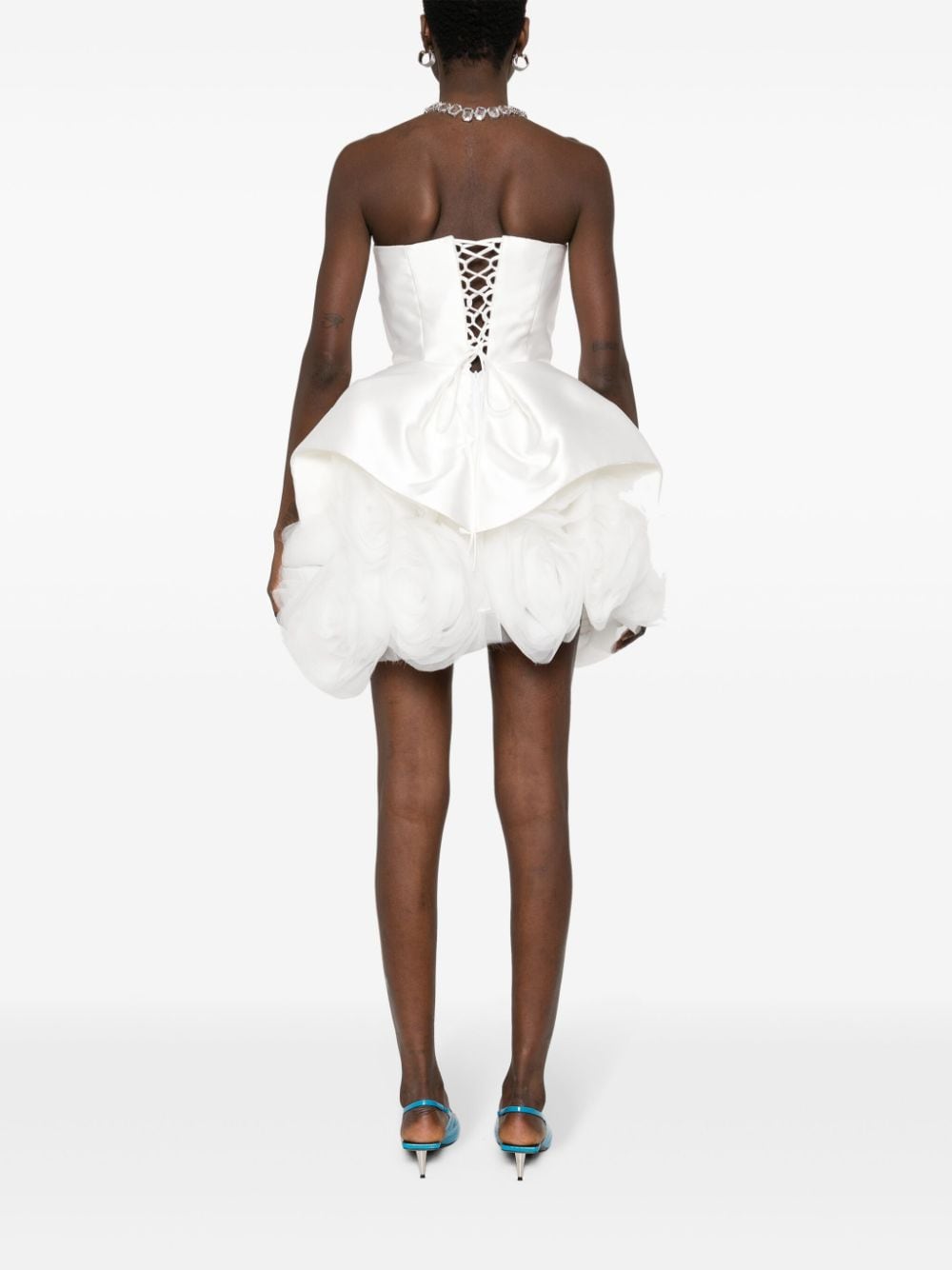 Shop Ana Radu Floral-appliqué Mini Dress In White