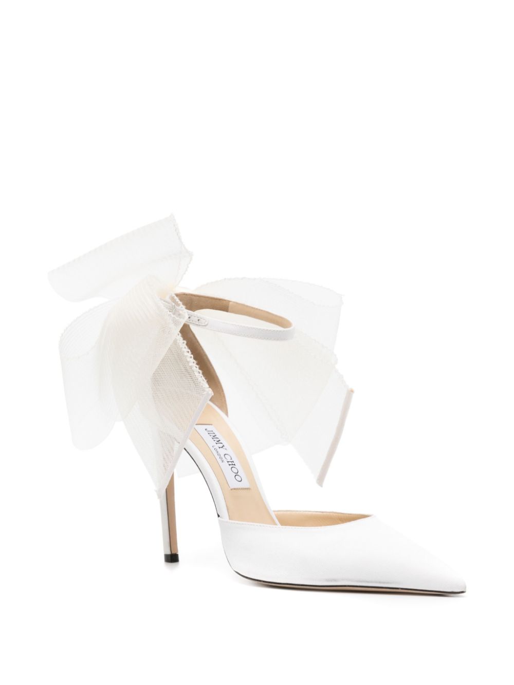 Pre-owned Jimmy Choo Averly 100mm Bow-detailed Pumps In Neutrals