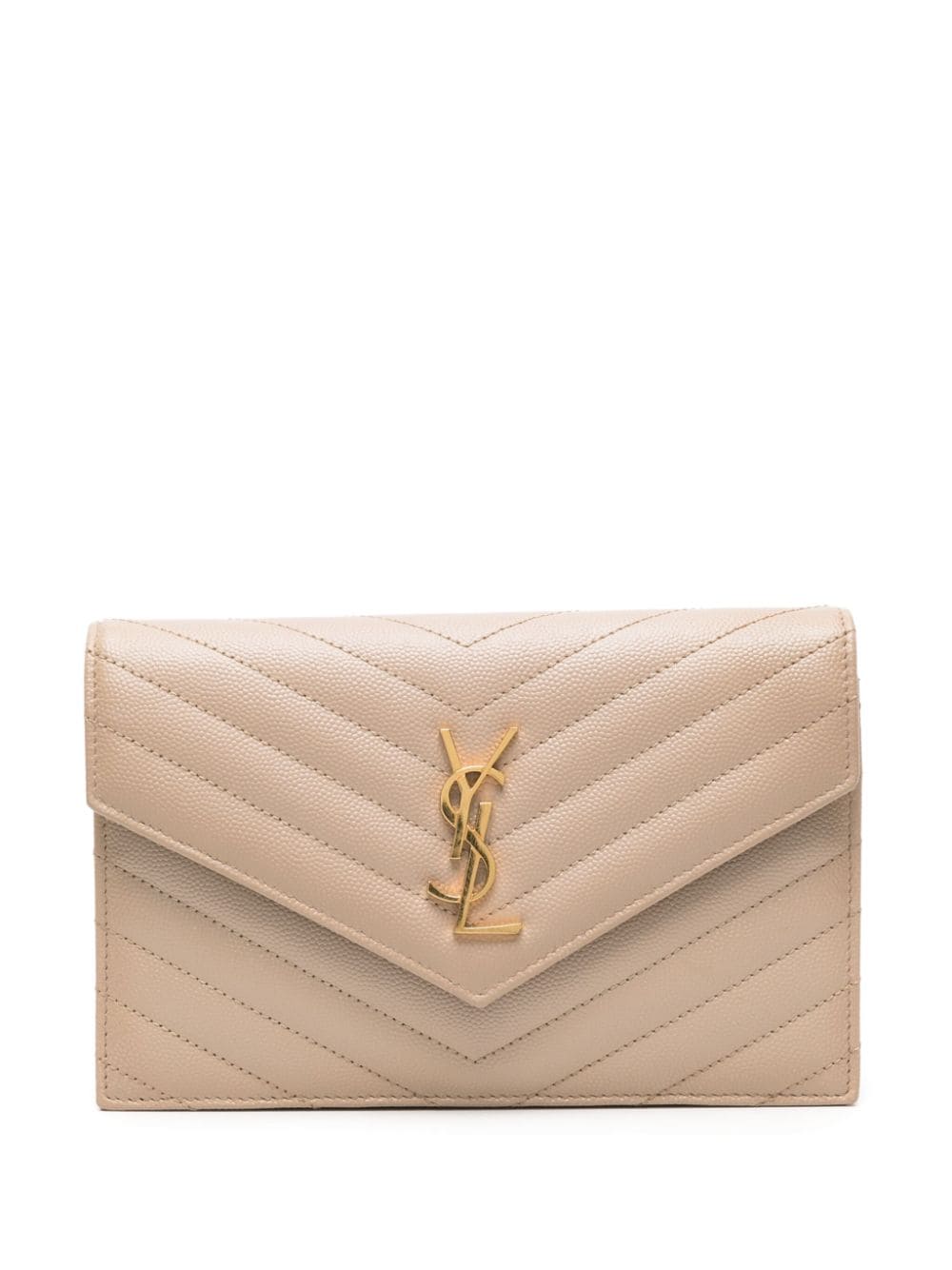 Pre-owned Saint Laurent Cassandre Matelassé Flap Pouch Bag In Neutrals