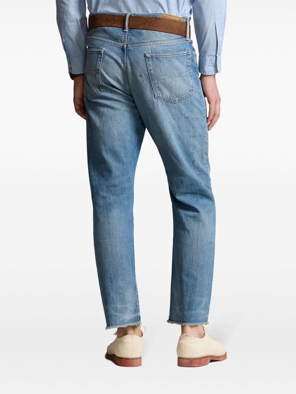 Shop Polo Ralph Lauren Distressed Straight-leg Jeans In Blue