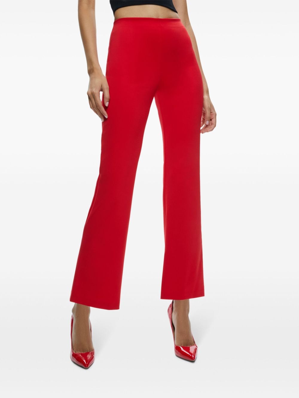Shop Alice And Olivia Rmp Cropped Bootcut Trousers In Red