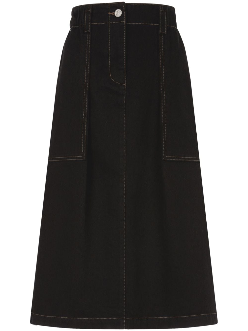 Studio Tomboy Cotton Midi Skirt In Black