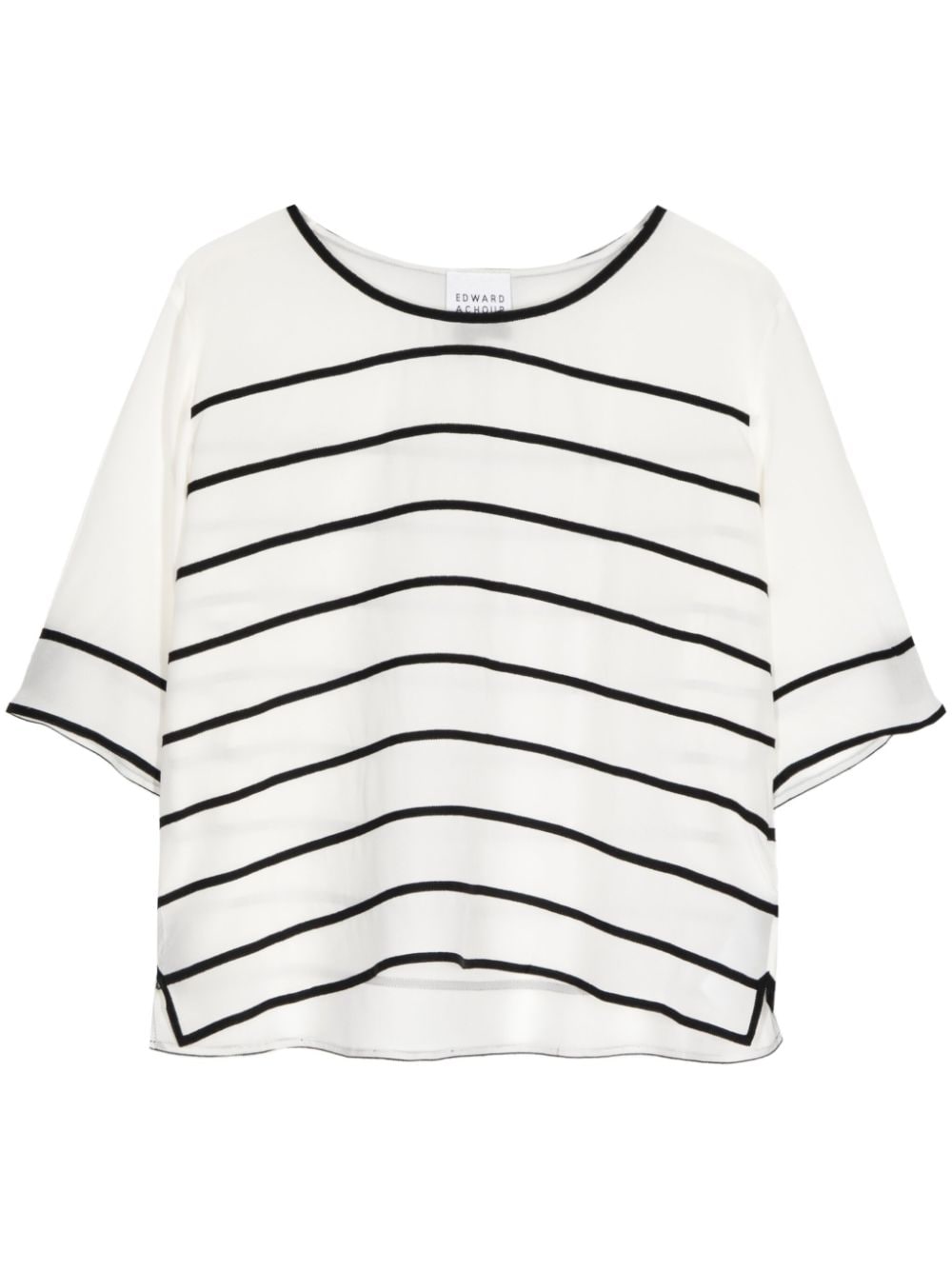 Edward Achour Paris Striped Silk T-shirt In White