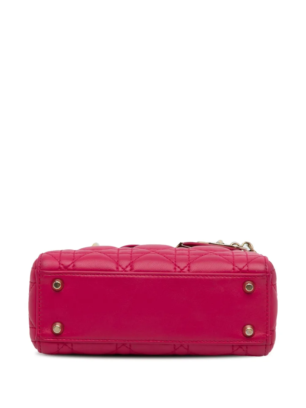 Pre-owned Dior 2013 Mini Lambskin Cannage Lady In Pink