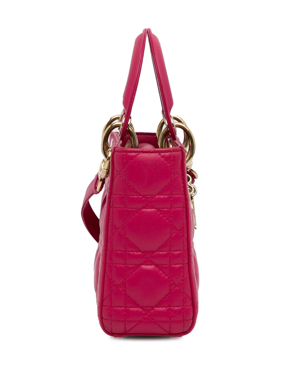 Pre-owned Dior 2013 Mini Lambskin Cannage Lady In Pink