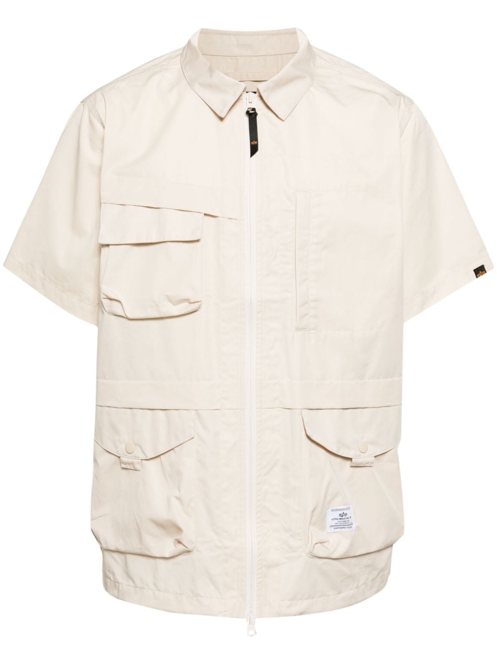 Alpha Industries Cargo-pocket Zip-front Shirt Jacket In Neutrals