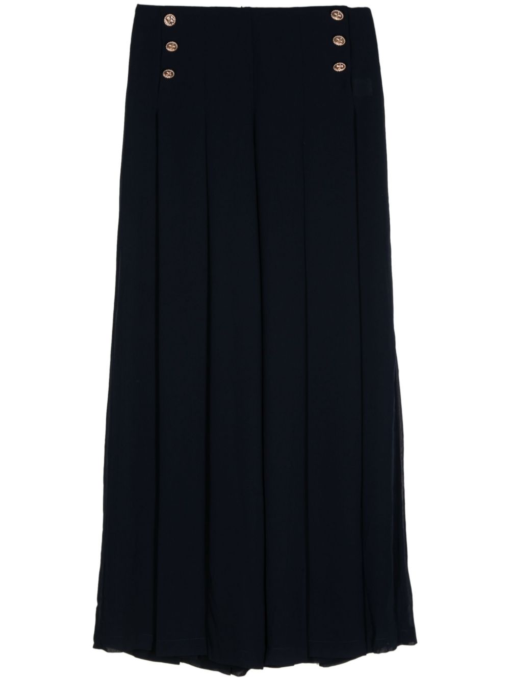 Edward Achour Paris button-detailed wide leg trousers - Blue