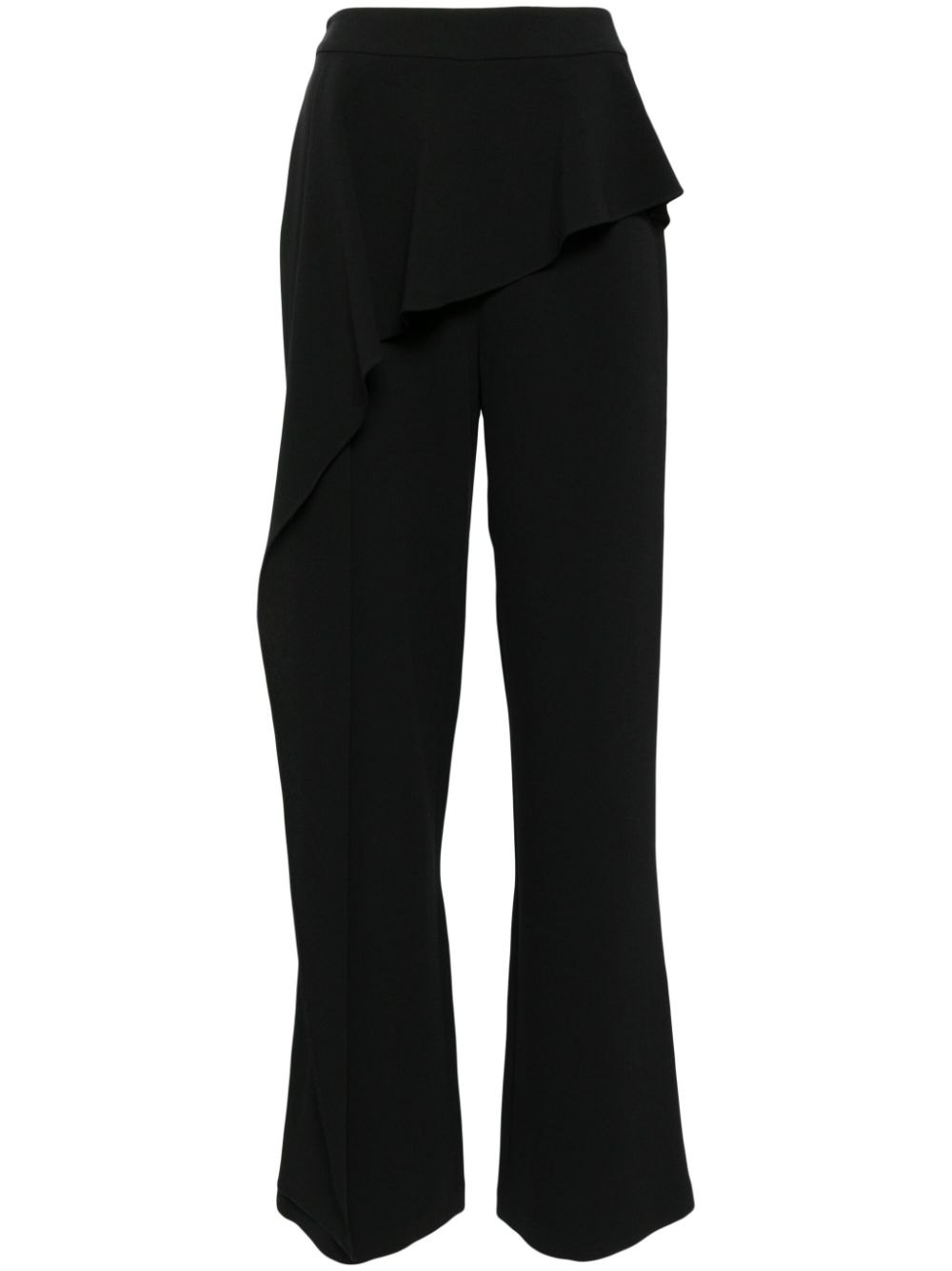 Edward Achour Paris ruffled-detail flared trousers - Black