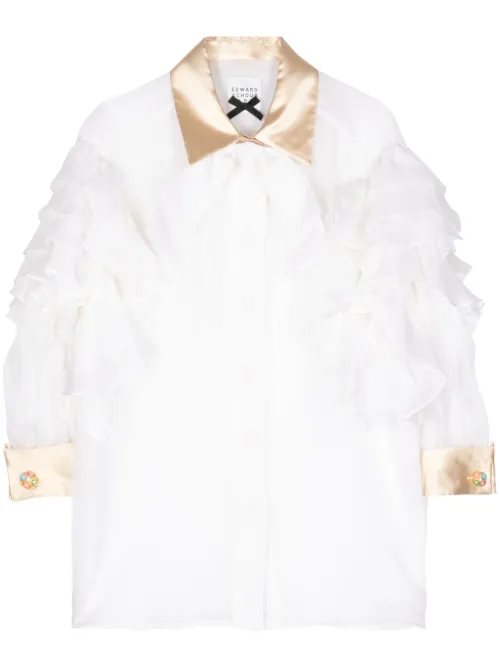 Chemise en soie à volants - Edward Achour Paris - Modalova