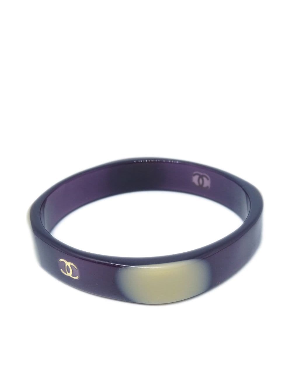 Pre-owned Chanel 2001 Cc-stamp Square Bangle In Purple