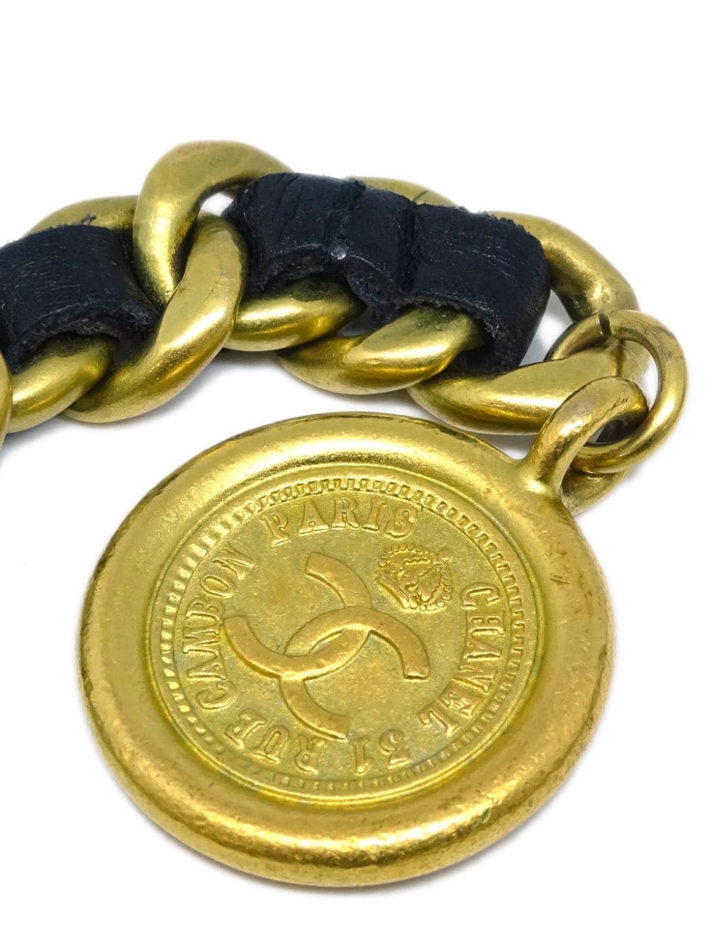Pre-owned Chanel 1994 Medallion Chain Belt In Black