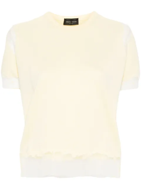 Roberto Collina mesh-panelled short-sleeved jumper