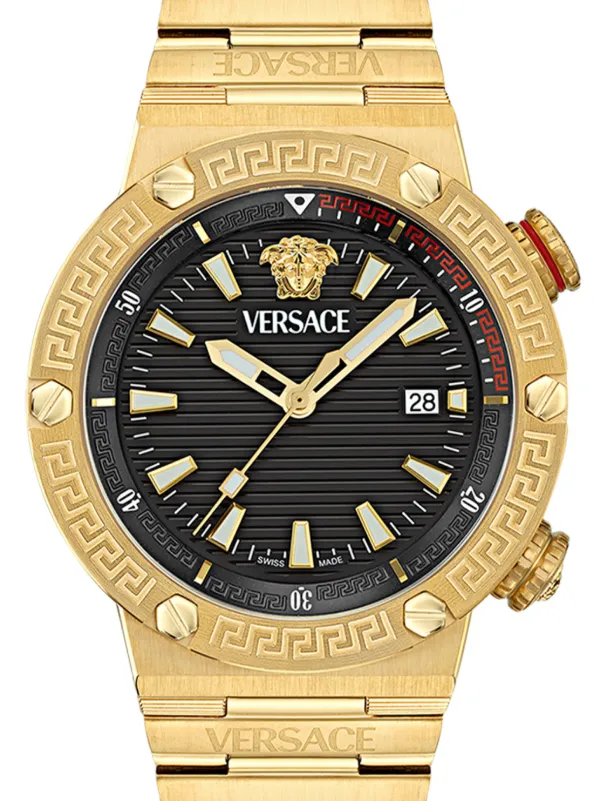 Versace Greca Logo Diver 43mm | Black | FARFETCH