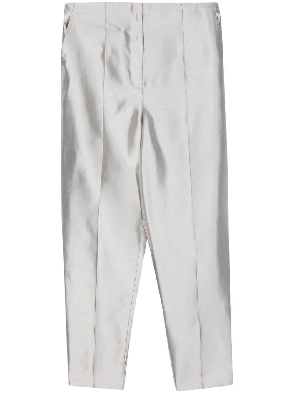 Theory Tapered Cropped Trousers In Grey