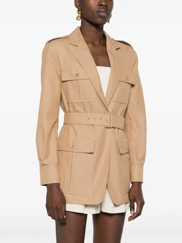 【関税込み】Max Mara タン Pacos ジャケット Max Mara Pacos Belted Jacket | Brown | FARFETCH