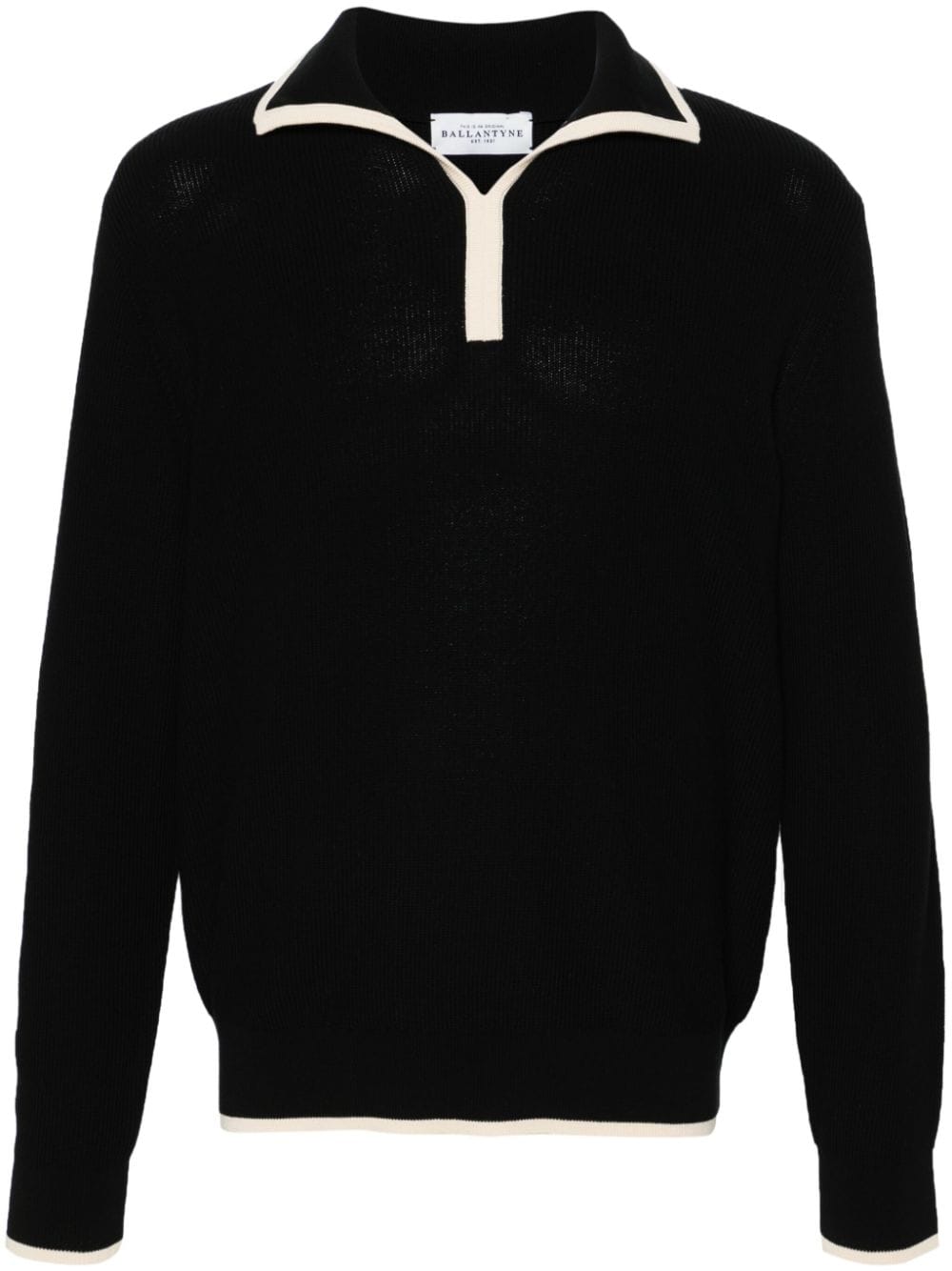 Ballantyne Ribbed-knit Cotton Jumper In Black