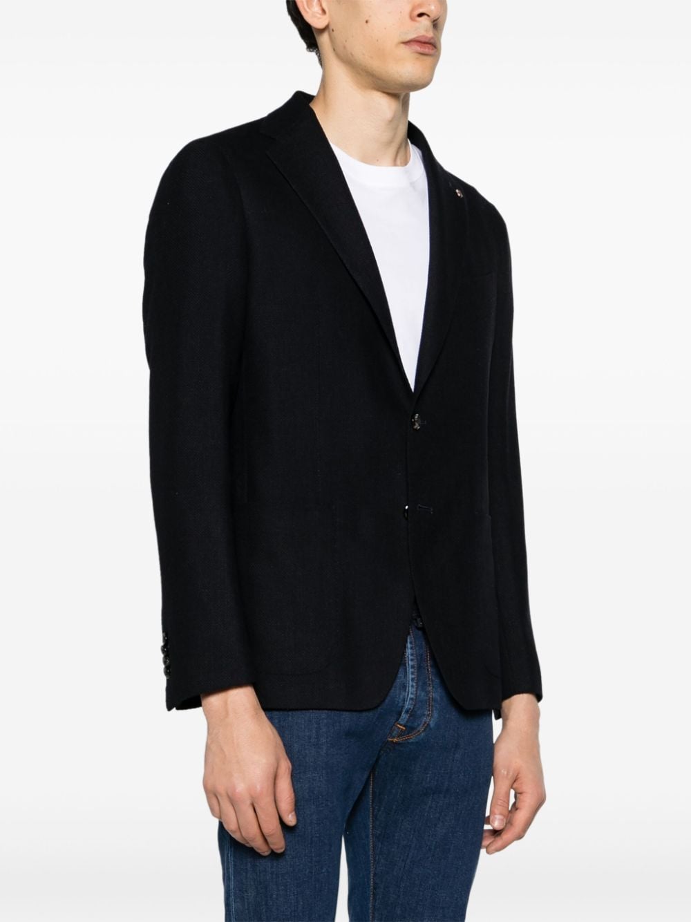 Shop Tagliatore Knitted Silk-blend Blazer In Blue