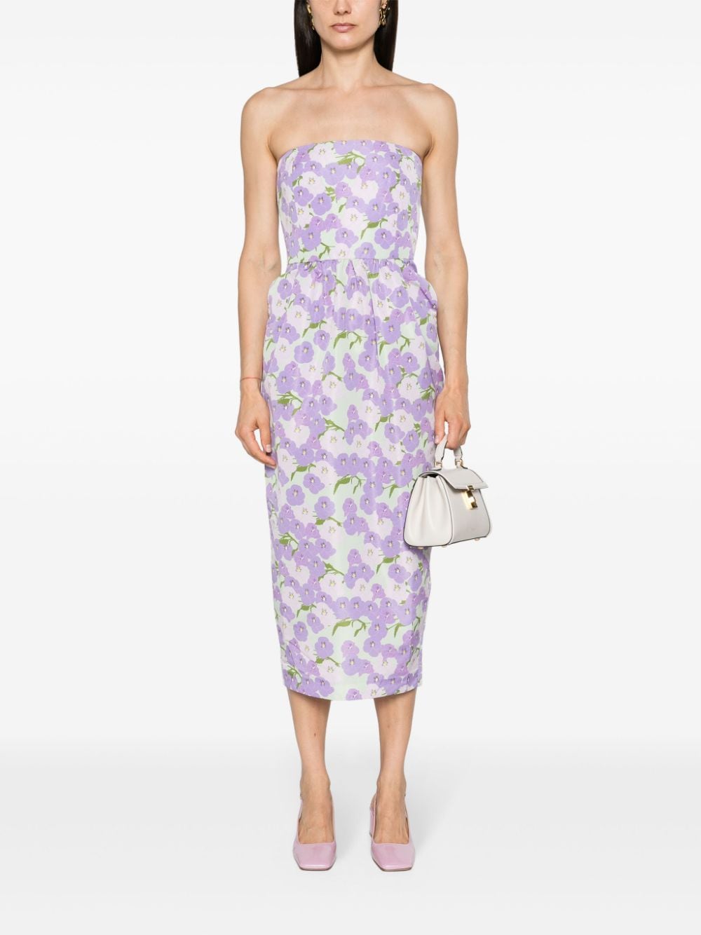 Shop Bernadette Lena Floral-print Midi Dress In Purple