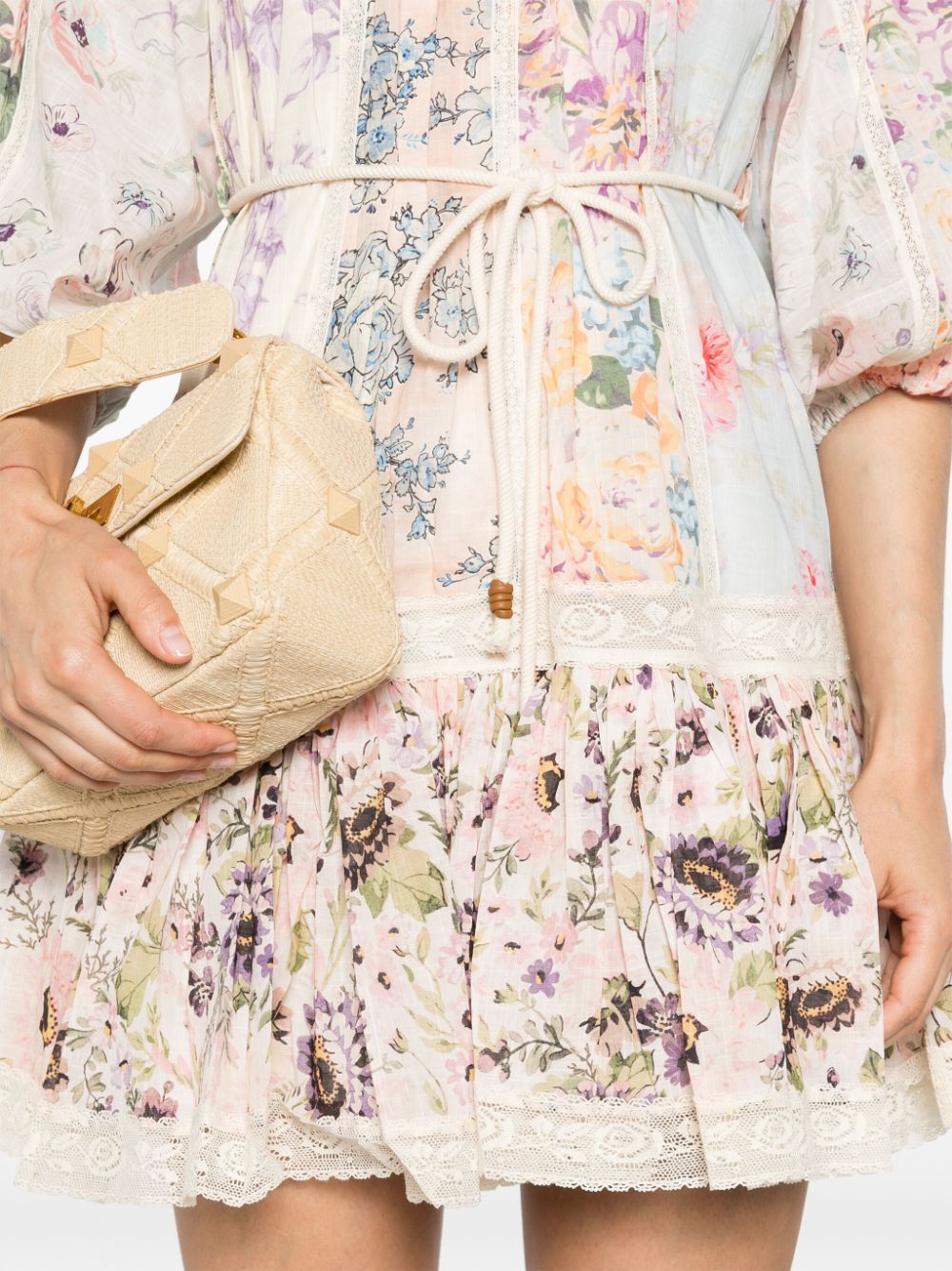 ZIMMERMANN Halliday mini-jurk met bloemenprint Beige