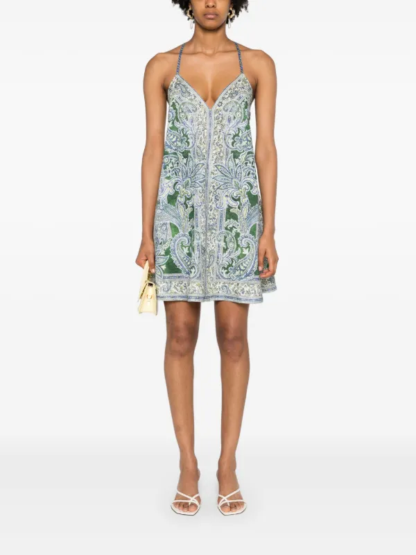 オールインワン・サロペット Zimmermann FW24 Ottie Swing mini dress ZIMMERMANN Ottie Swing Linen Minidress | Green | FARFETCH