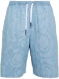 Versace patterned-jacquard chambray shorts - Blue
