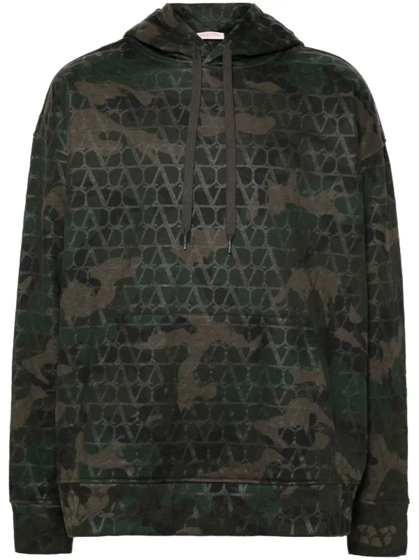 Valentino Garavani Toile Iconographe Camouflage Hoodie | Green 