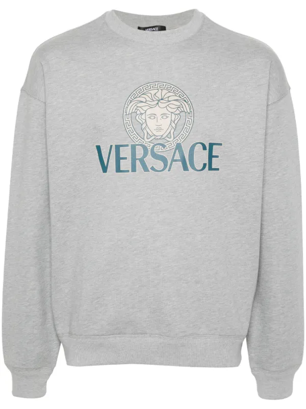 Versace Medusa Head print Cotton Sweatshirt Grey FARFETCH CA