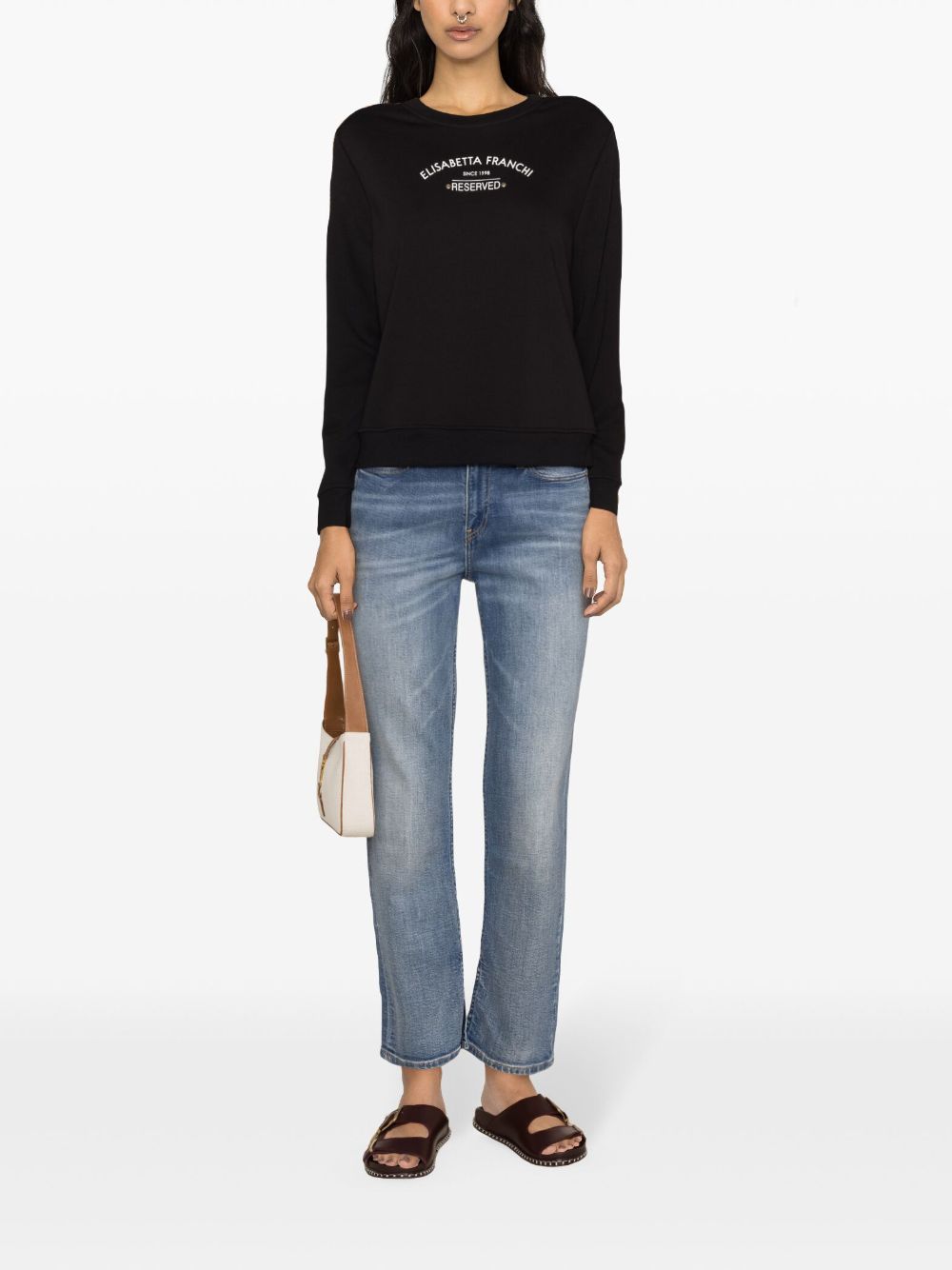 Elisabetta Franchi Sweater met logoprint - Zwart