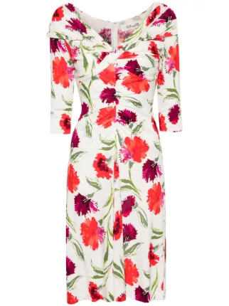 【DIANE VON FURSTENBERG】Tulip midi dress Vintage 70s Iconic Diane Von Furstenburg Tulip Print Jersey