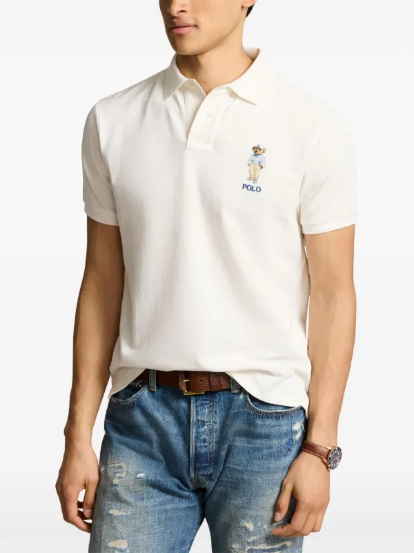 Polo Ralph Lauren Polo Bear Cotton Polo Shirt | White | FARFETCH