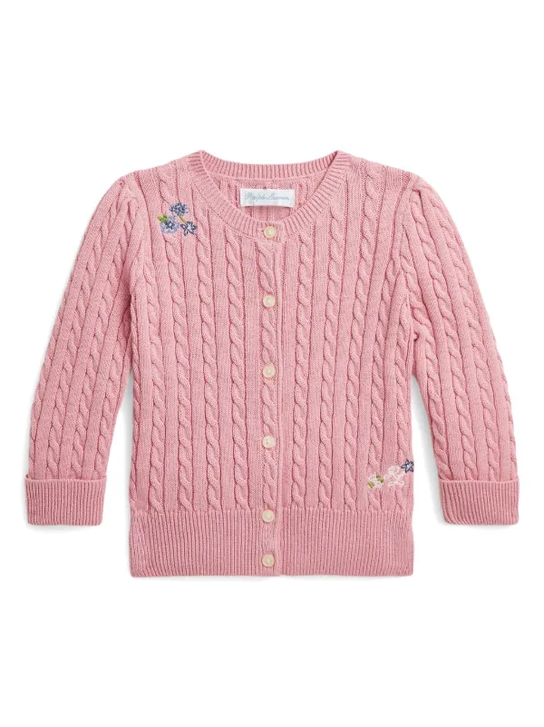 POLO RALPH LAUREN KIDS Braided Knit Cardigan Pink FARFETCH TR