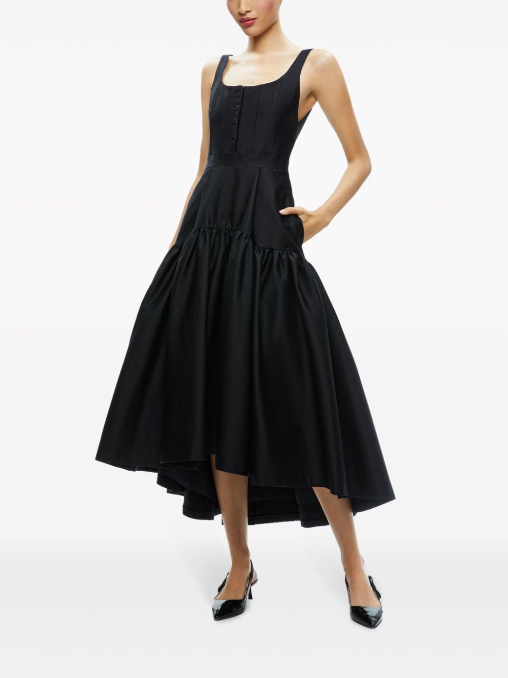 alice + olivia Mouwloze midi-jurk Zwart