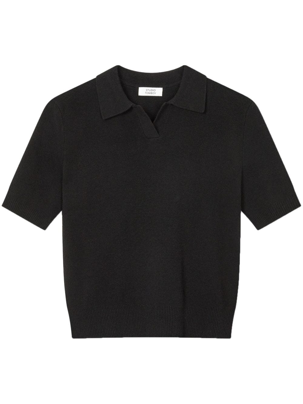 short-sleeve fine-knit polo shirt