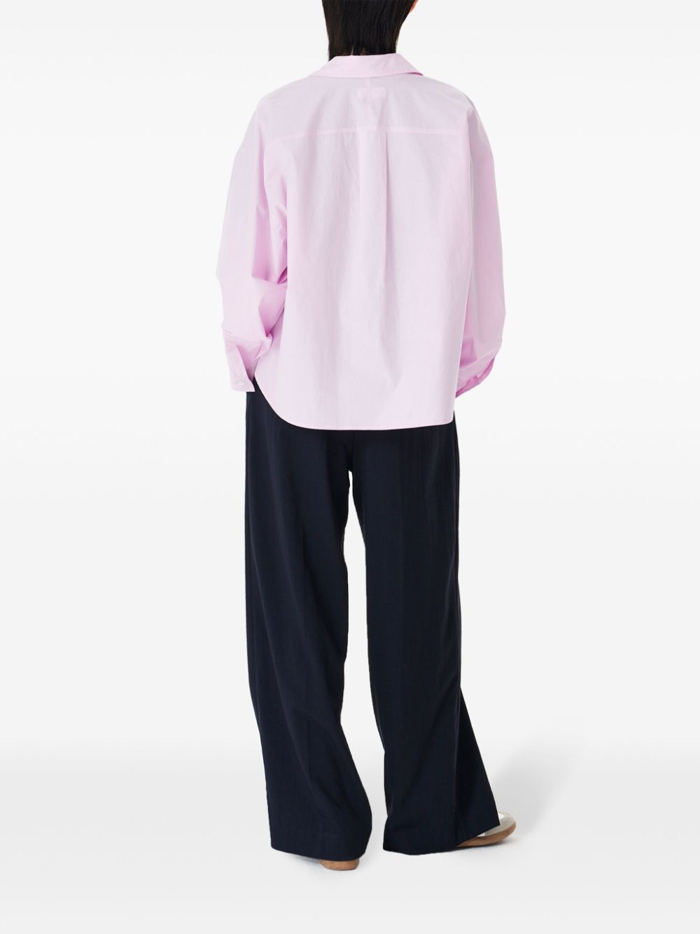 Shop Studio Tomboy Side-slits Cotton Shirt In Pink